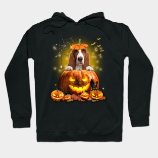 Basset Hound Spooky Halloween Pumpkin Dog Head Hoodie